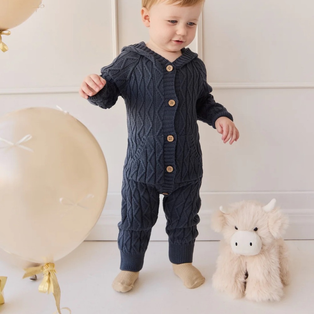 NWT Jamie Kay Benjamin Onepiece - Nautical Blue Cozy Knit Navy Blue Kids